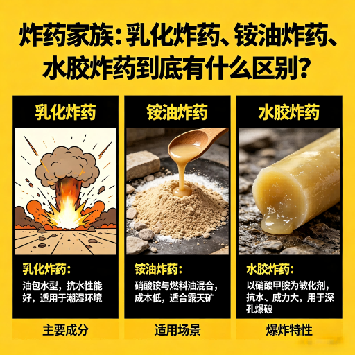 涪城炸药家族：乳化炸药、铵油炸药、水胶炸药到底有什么区别？
